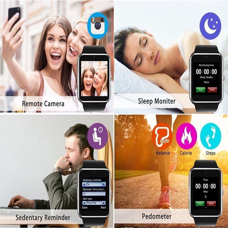 Đồng Hồ Thông Minh Gt08 Kết Nối Bluetooth Hỗ Trợ Thẻ Sim Cho Iphone Android
