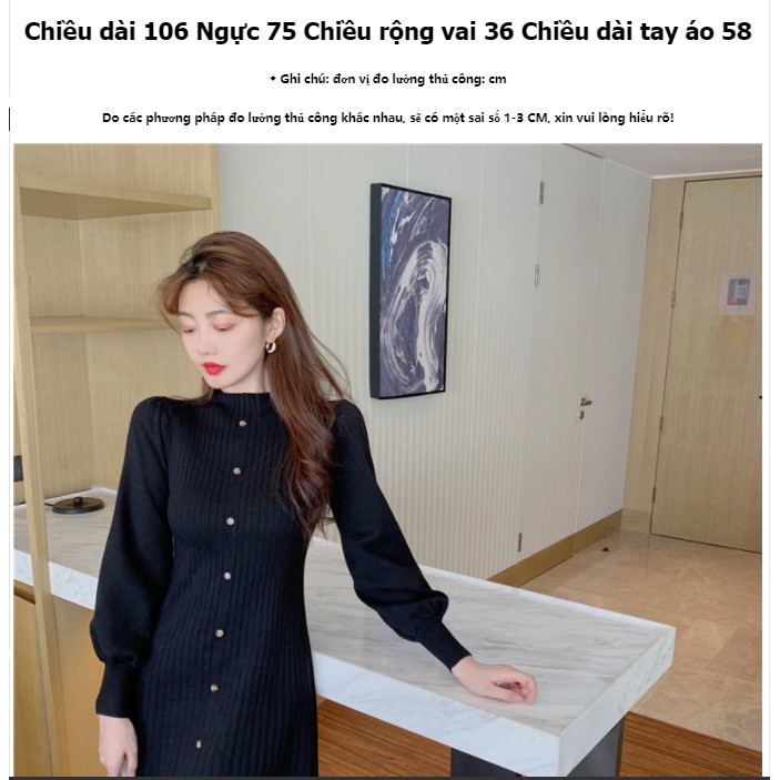 👘👘👘 Váy len tăm cao cổ tay bồng hàng order