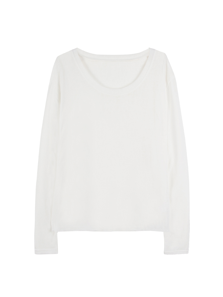 IELGY Áo Thun Tay Dài Cổ Tròn Dáng Rộng Màu Trắng Thời Trang Xuân Hè Mới Dành Cho Bạn Nữ