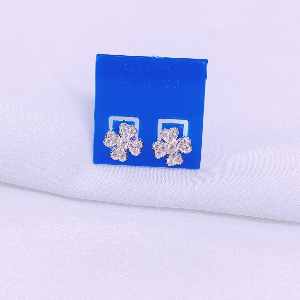 Bông tai cỏ 4 lá LINH'S MIU SILVER Bông tai nữ bạc ta