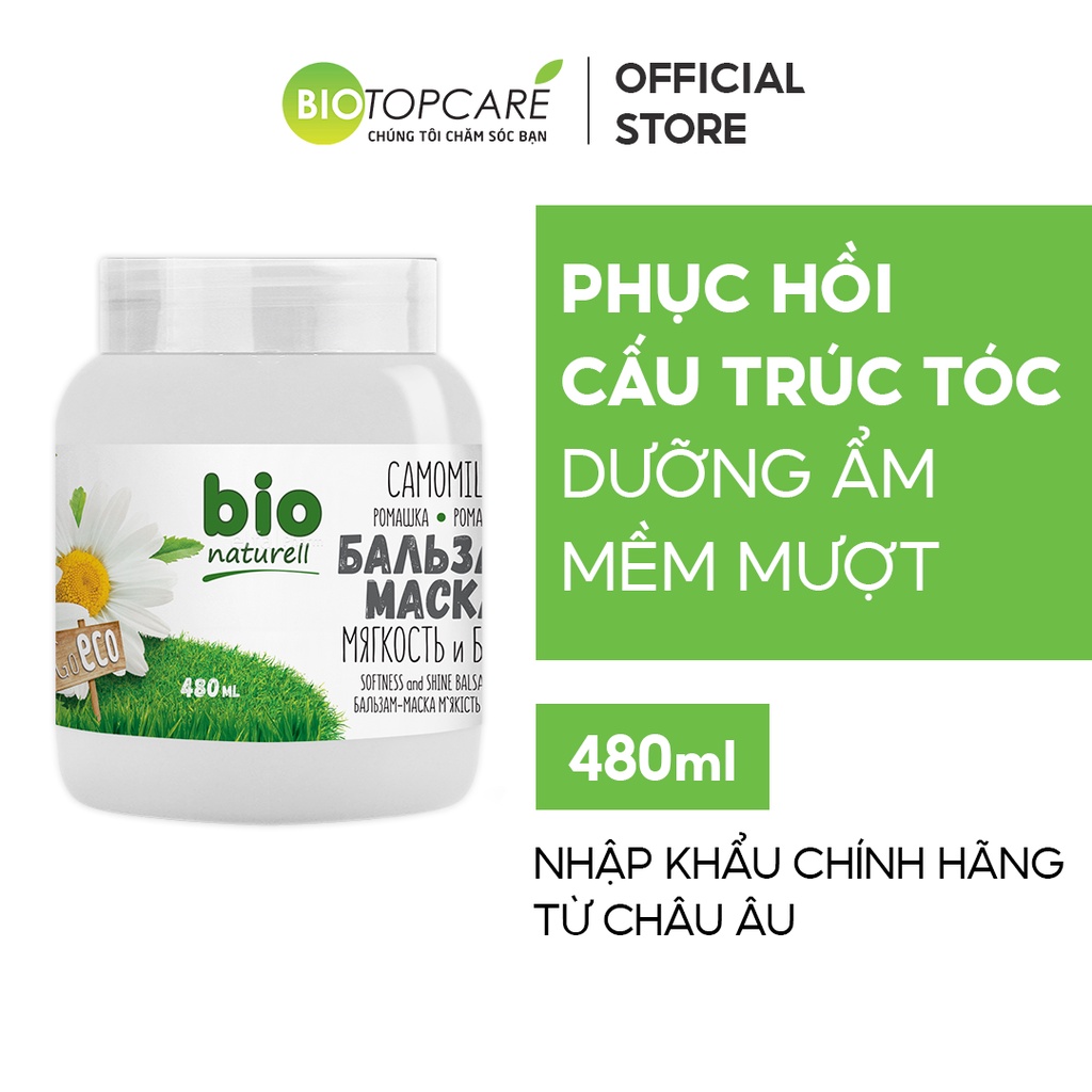 Kem ủ-xả Bio Naturell suôn mượt &amp; chắc khỏe chiết xuất hoa cúc La Mã 480ml - BioTopcare Official