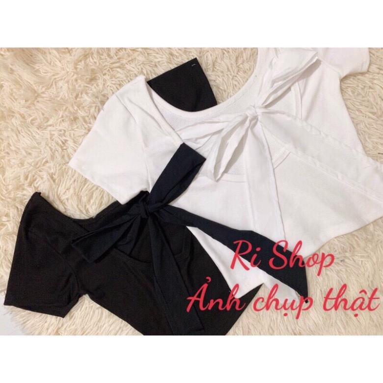 Áo croptop nữ, cột nơ sau lưng. Trend 2021
