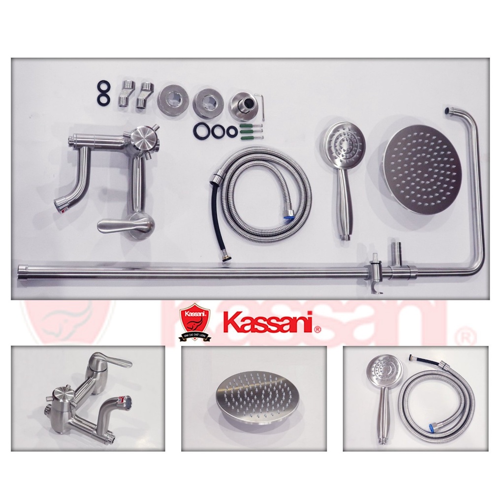 Sen tắm đứng nóng lạnh treo tường, bộ sen cây nóng lạnh inox SUS304 cao cấp Kassani KS-8085