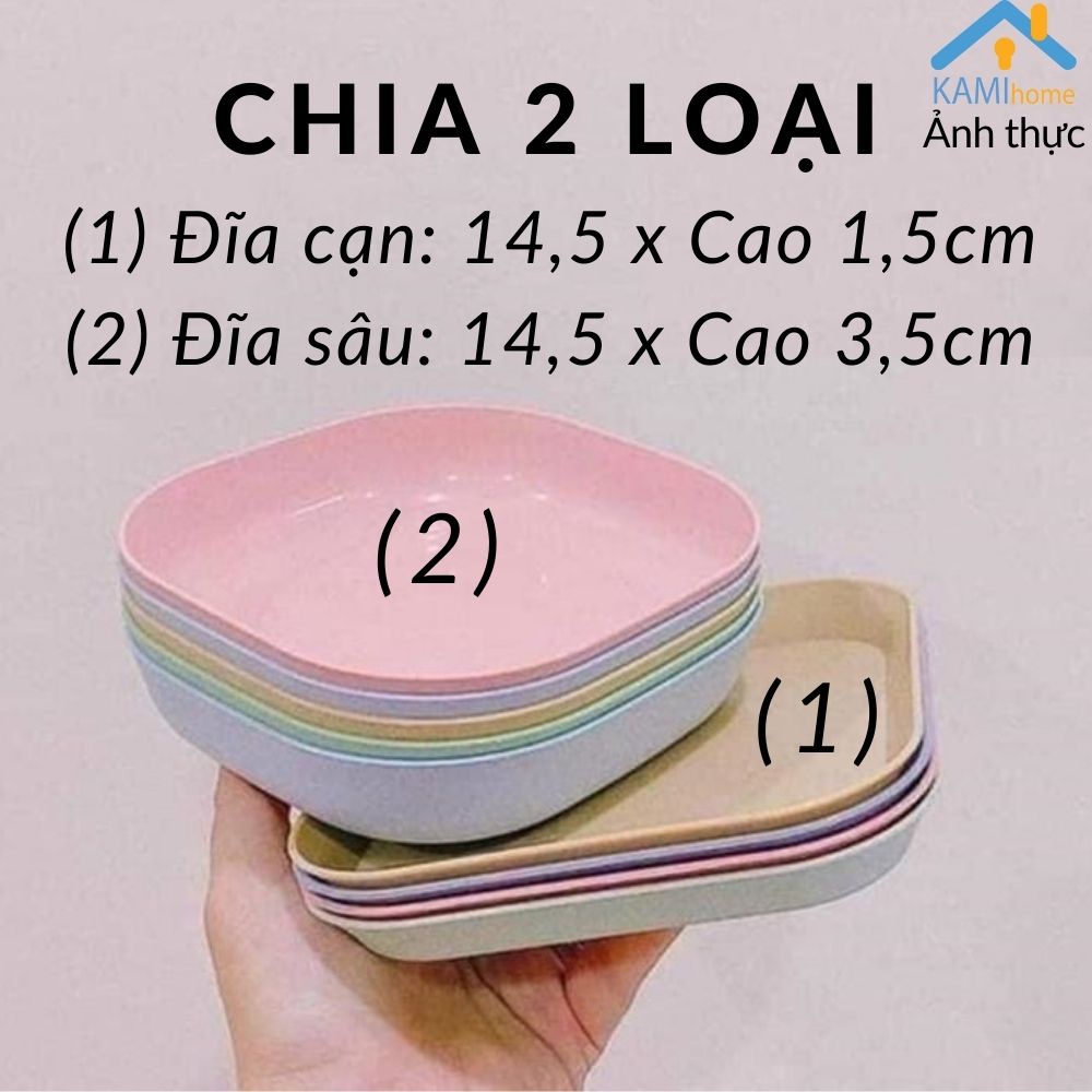 Đĩa đựng đồ ăn vặt trái cây gia vị nhựa lúa mạch Thái Lan màu pastel trẻ trung mã 20086