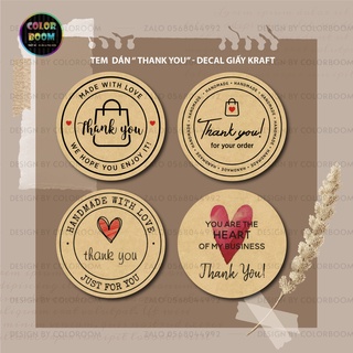 [ COMBO] Tem Thank You - Decal Giấy Kraft - 3cm