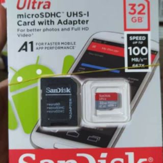 Thẻ nhớ SanDick Ultra 32GB Upto chính hãng 100MB/s 667x, BH 1 đổi 1