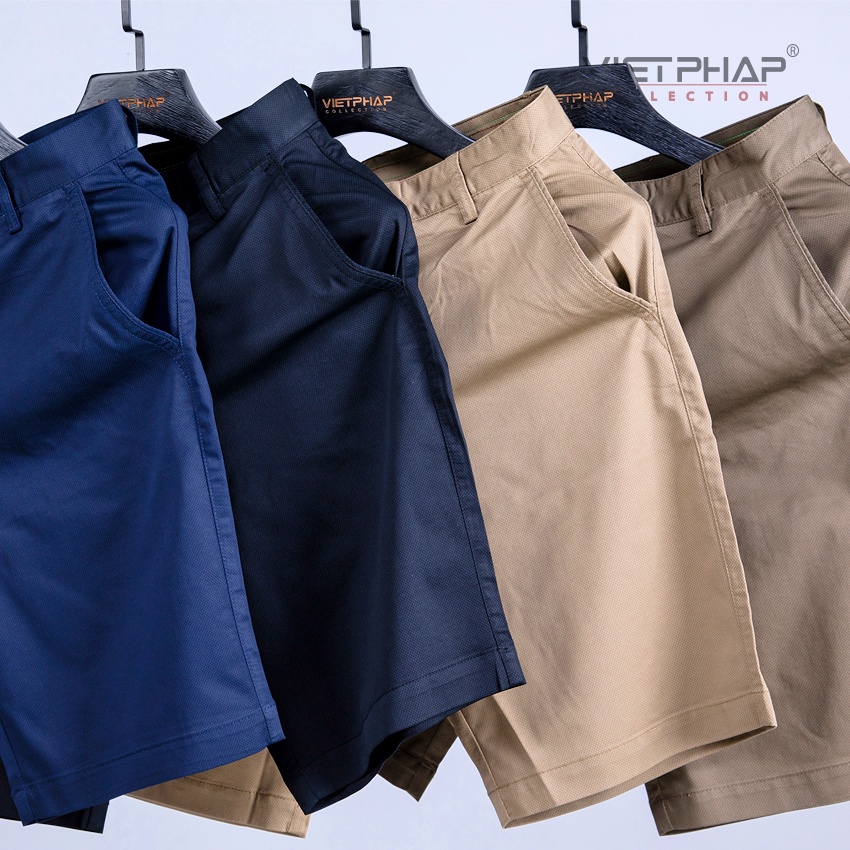 Quần Short Kaki Nam Hoạ Tiết Chìm Cao Cấp 19406 Việt Pháp. Cotton Kaki Thấm Hút Mồ Hôi, Co giãn &amp; giữ form