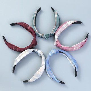 Băng đô bờm turban cài tóc kẻ caro xinh xắn