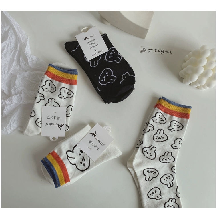 Vớ cotton in hình thỏ xinh xắn cho phái nữ