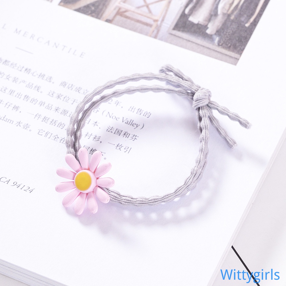 Dây buộc tóc cao su co giãn hai trong một trang trí hoa xinh xắn
