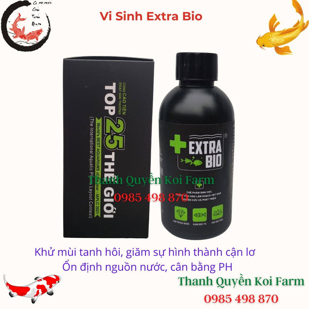 Vi Sinh Làm Trong Nước Bể Cá Cảnh, Cá Koi Extra Bio 250ml, 500ml
