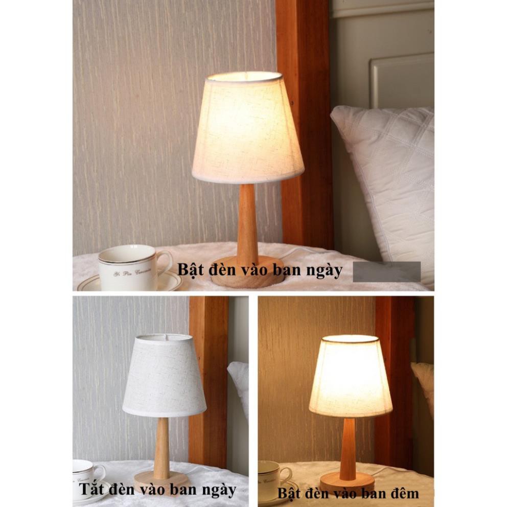 Đèn ngủ phong cách vintage đèn LED chân gỗ, có cổng usb cắm sạc dự phòng l Đèn ngủ để bàn decor phòng ngủ Hana Shop