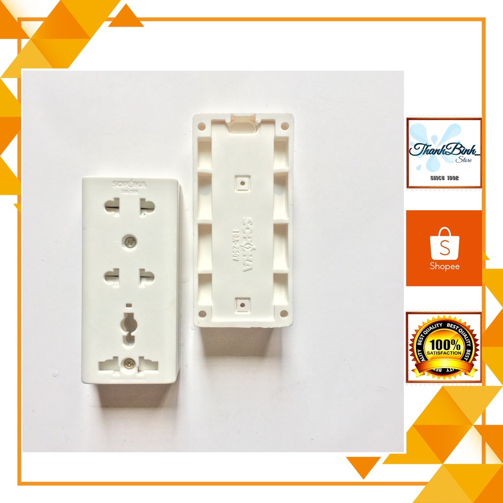 Ổ CẮM NỔI BA/ 3 Ổ CẮM CÓ NẮP CHE/ CHỐNG CHÁY SOPOKA E15