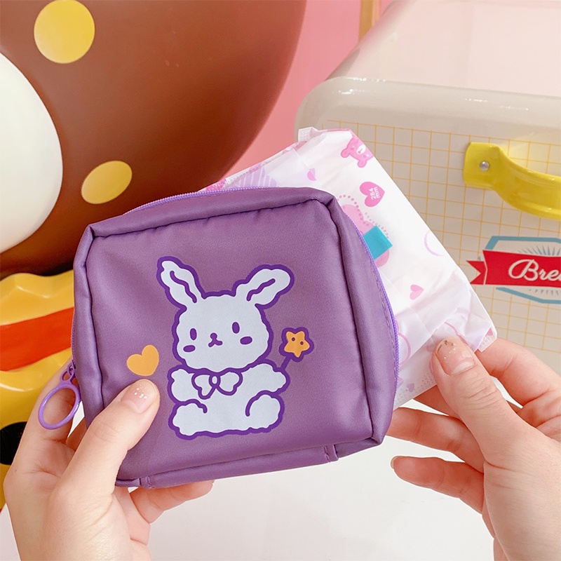 Túi đựng băng vệ sinh, son môi, mỹ phẩm, khẩu trang hình thú cute chất liệu vải không thấm nước BeeJoo