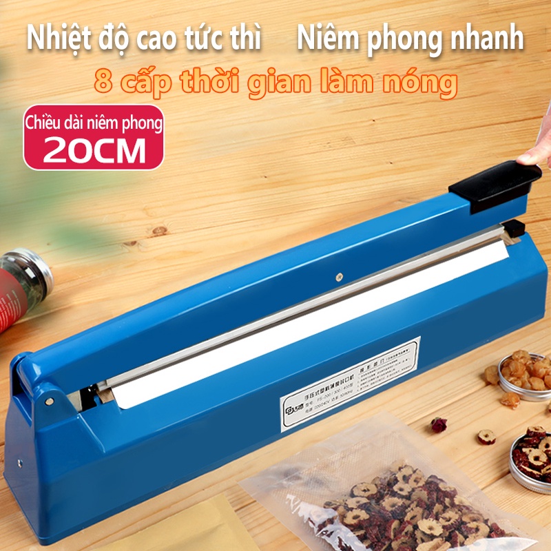 Máy hàn miệng túi nilon túi zip dập tayđể bảo quản thực phẩm, bọc sản phẩm bán hàng, cắt màng co -Hạn bảo hành 3 tháng