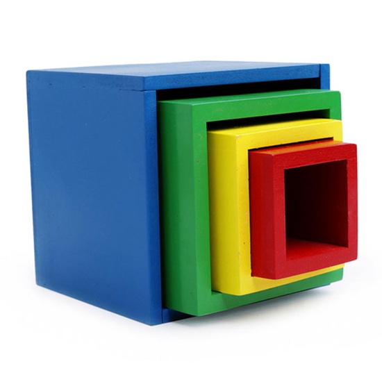 Đồ chơi lồng hộp vuông thả khối, đồ chơi tháp xếp chồng thả hình khối tập đếm gỗ đa chức năng thông minh cho bé