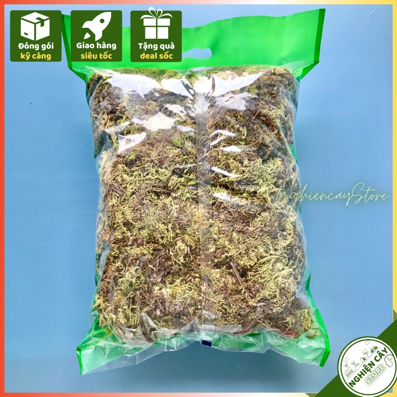 Rêu khô sạch, đã qua xử lý trồng phong lan, làm tiểu cảnh bán cạn (túi 200g)