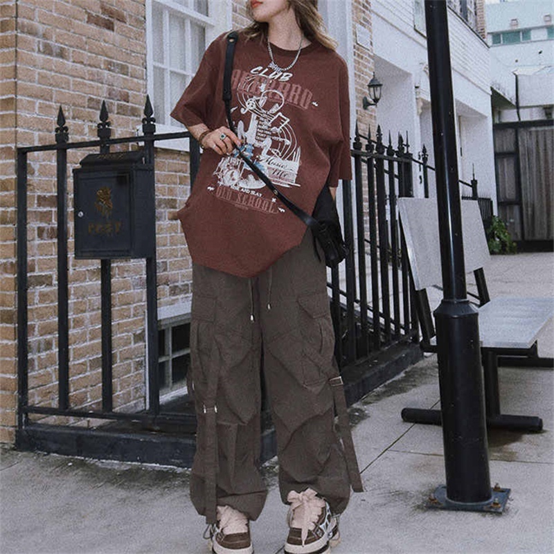 Áo Thun Tay Ngắn Cổ Tròn Plus Size Phong Cách Hip Hop Đường Phố Cho Nam Nữ