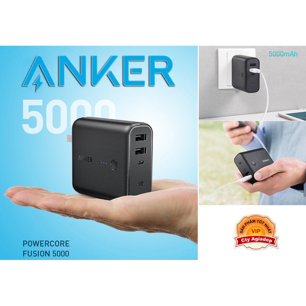 Pin sạc dự phòng Anker hàng hiệu 5000mAh (hình vuông)