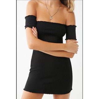 Đầm body f21 đen thun gân - 2288