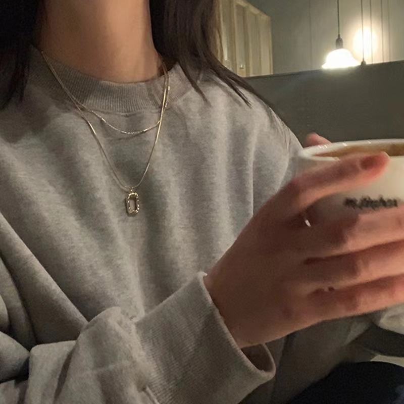 Vòng cổ Hai Lớp Màu Xanh Lá Phong Cách Hàn Quốc Mới Cho Nữ