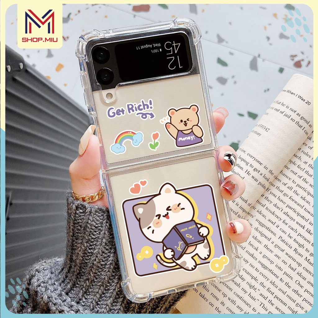 Ốp in Meo Samsung Galaxy Z Flip 5 Z Flip4 5G / Z Flip 4 / Z Flip3 5G / Z Flip 3 trong suốt mẫu dễ thương