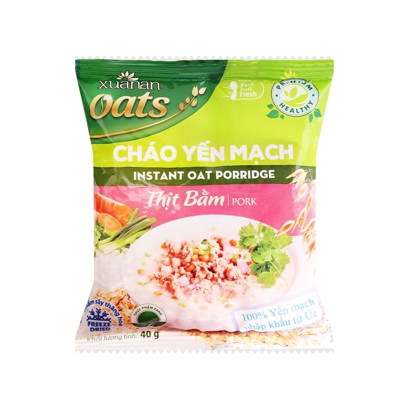 [ Mua nhiều hỗ trợ giảm giá] Cháo yến mạch Xuân An ăn liền gói 40g với 3 hương vị ( thịt bằm, thịt gà và rau nấm)