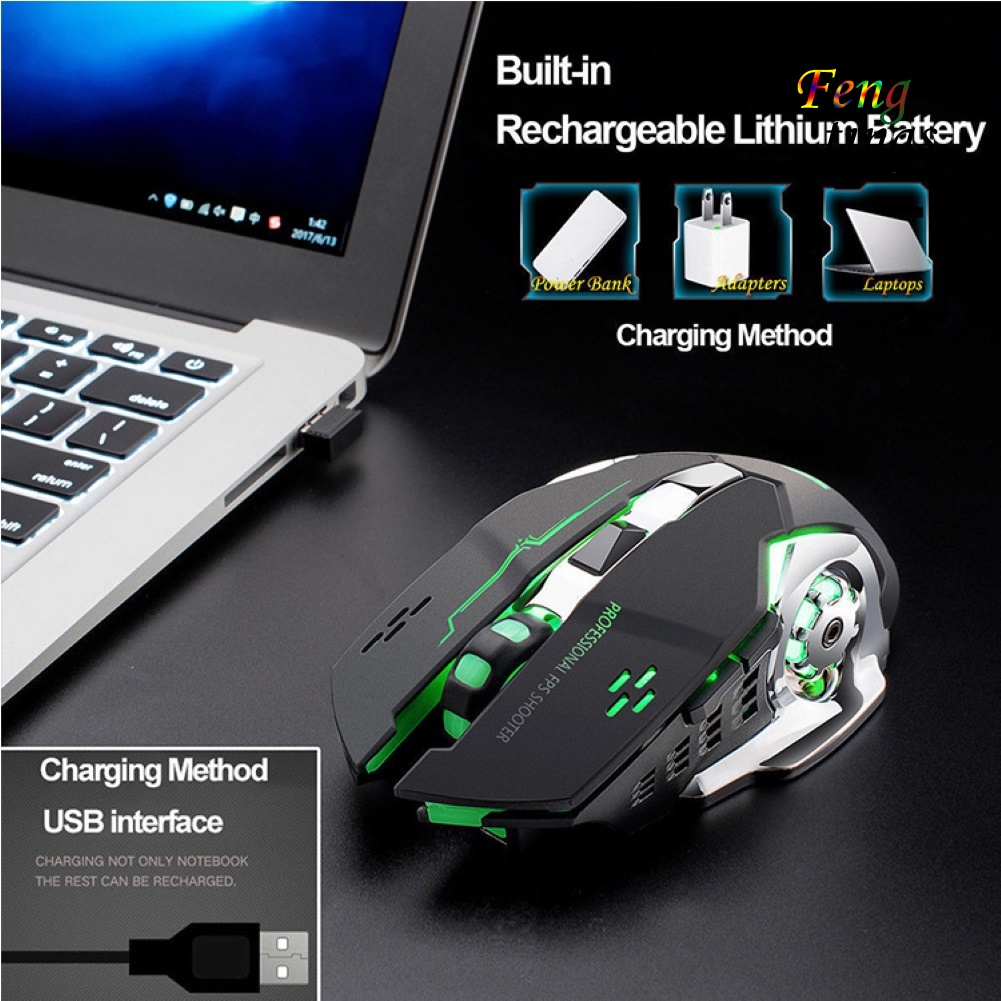 Chuột Gaming Không Dây Có Đèn Led Và Đầu Nhận Usb