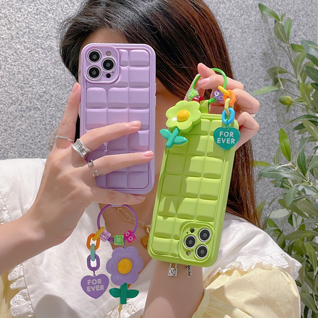 Ốp Điện Thoại Hình Vuông Họa Tiết Hoa Xinh Xắn Cho iPhone X XS XR XS max 13Proax 11 11 pro 11 pro max 12 12 12 pro 12 pro max