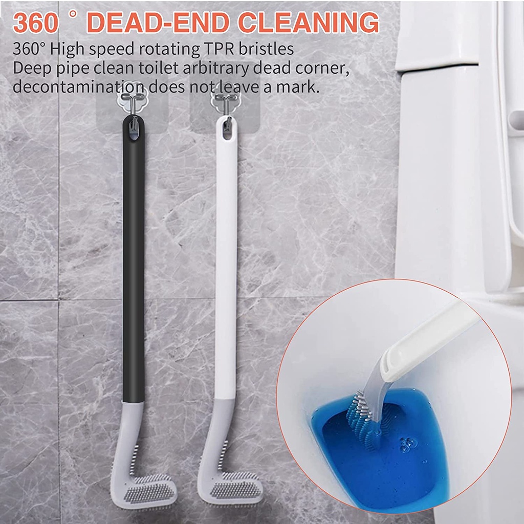 Bàn Chải Vệ Sinh Bồn Cầu Bằng Silicone Linh Hoạt Có Giá Đỡ 360 Độ