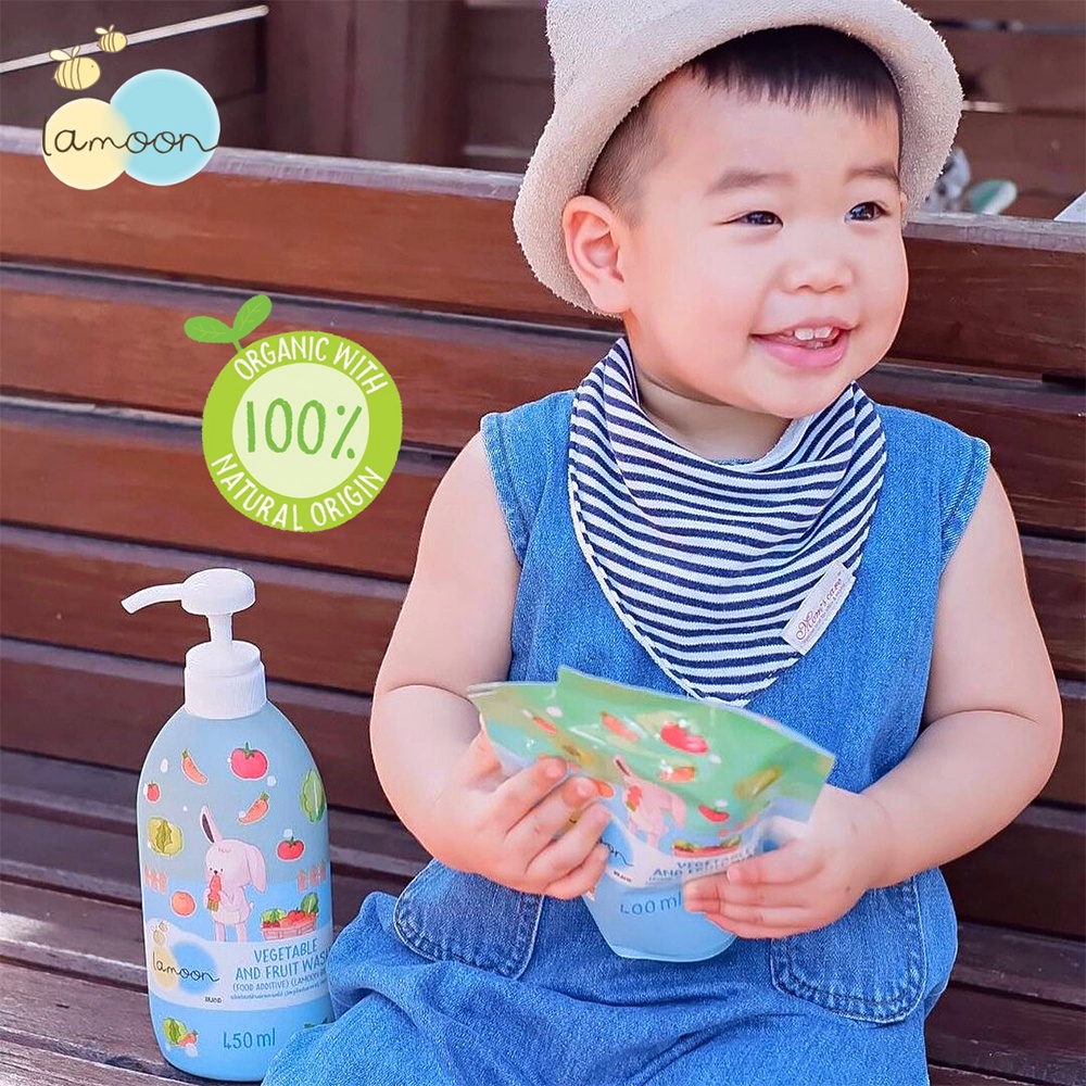 Nước rửa rau củ quả Organic cho bé Lamoon - Bình 400ml