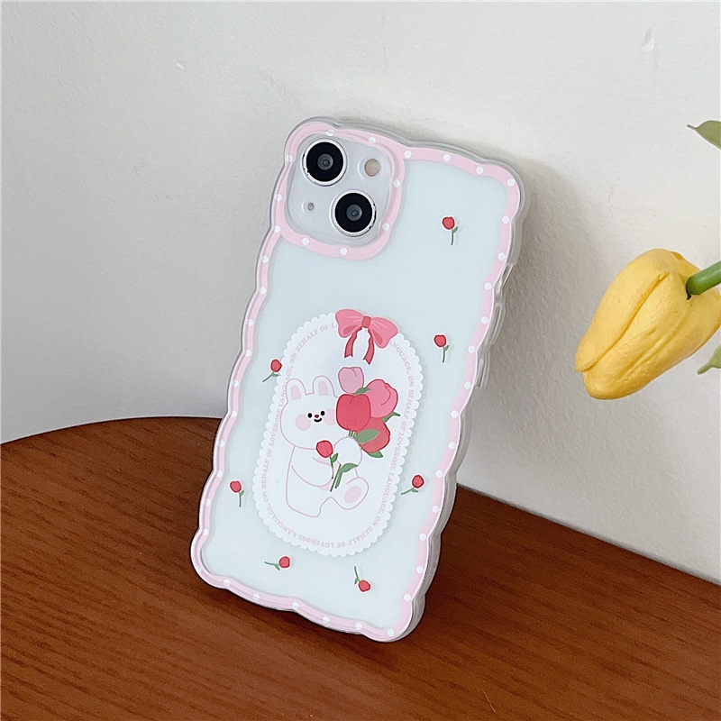 Ốp lưng iphone Ốp Điện Thoại Họa Tiết Thỏ / Hoa Cho iphone13Promax 12 xs / xr / 6Plus-14 Dinuo case