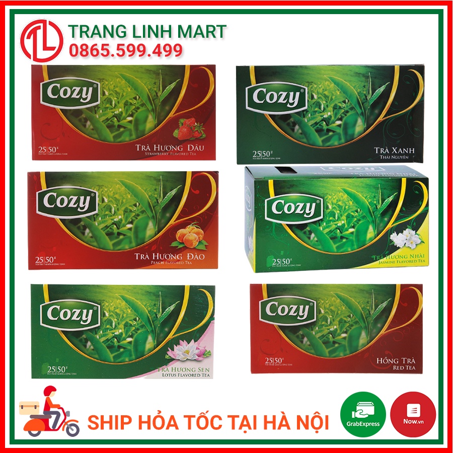 Trà Cozy túi lọc 20 túi x 2g đủ vị hồng trà / đào/ dâu/ atiso/ hương sen/ hương nhài/ táo/ bạc hà