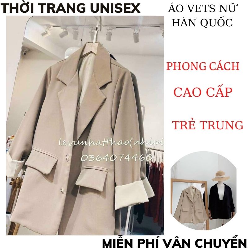 Áo khoác vest blazer nữ phong cách hàn quốc 2 túi dán chất cao cấp- màu đen blazer nữ tay dài trơn cho nữ | BigBuy360 - bigbuy360.vn