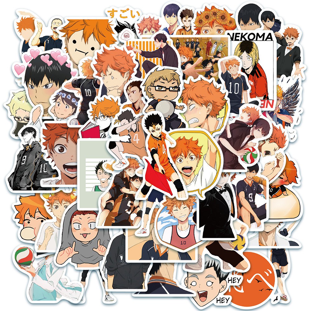 Set 50 sticker hình dán chống thấm nước Anime Haikyuu