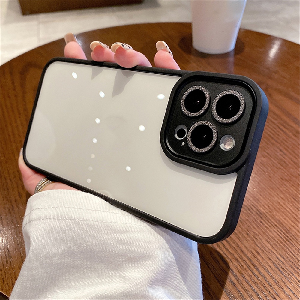 Ốp Điện Thoại Acrylic Cứng Trong Suốt Chống Sốc Viền Kim Loại Sang Trọng Cho iPhone 14 Plus13 12 11 Pro Max