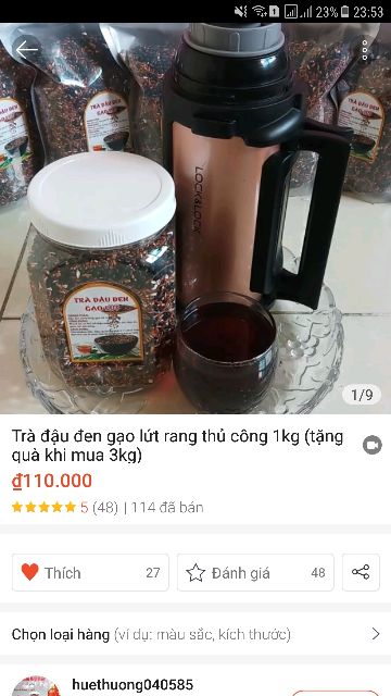 1kg Trà đậu đen gạo lứt rang thủ công giảm cân thanh lọc cơ thể