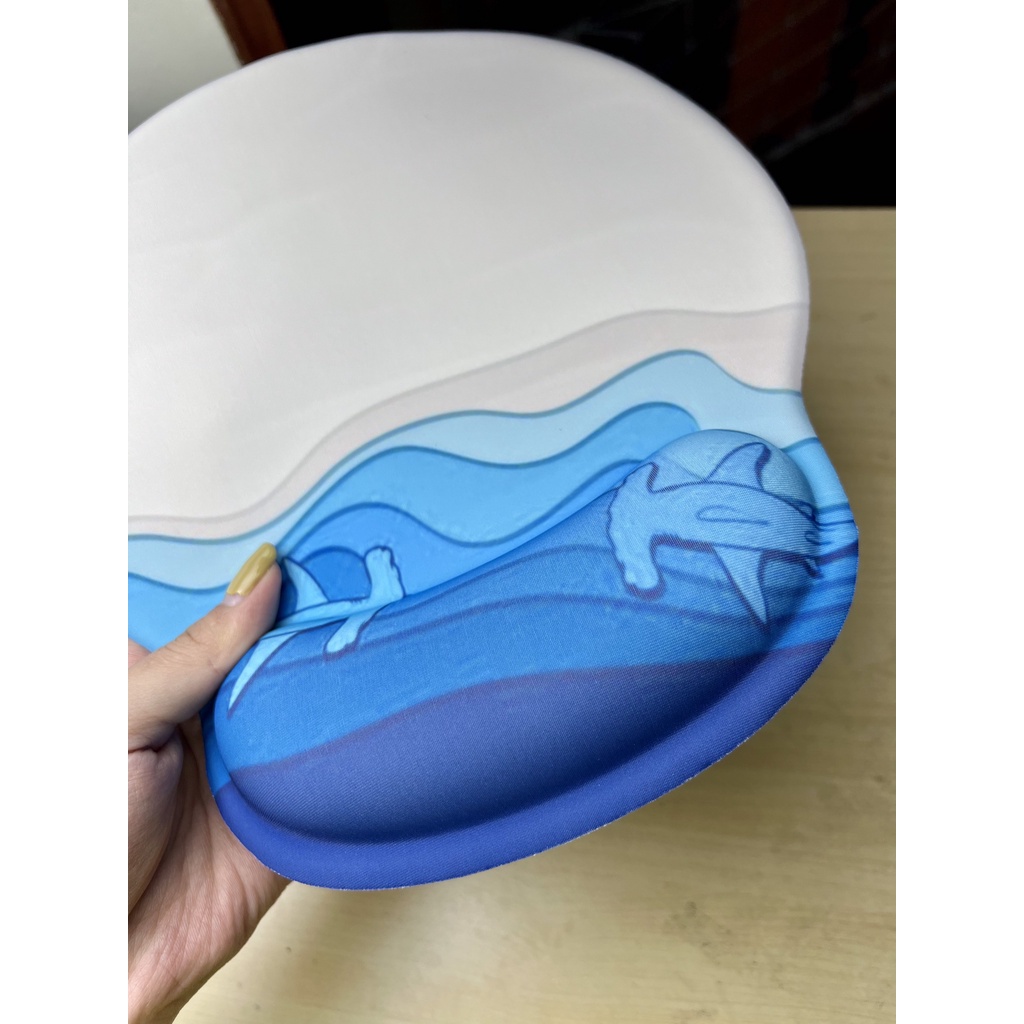 Bàn di chuột hỗ trợ đệm cổ tay chống mỏi và bảo vệ đôi tay, Miếng lót chuột silicone mềm mại in hình 3D độc đáo