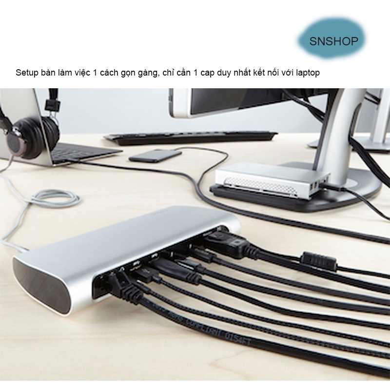 Hub Belkin Thunderbolt 3 Dock- Xuất 2 màn hình 4K 60HZ bên ngoài cùng lúc, sạc 85W cho laptop, M.a.c - SNSHOP