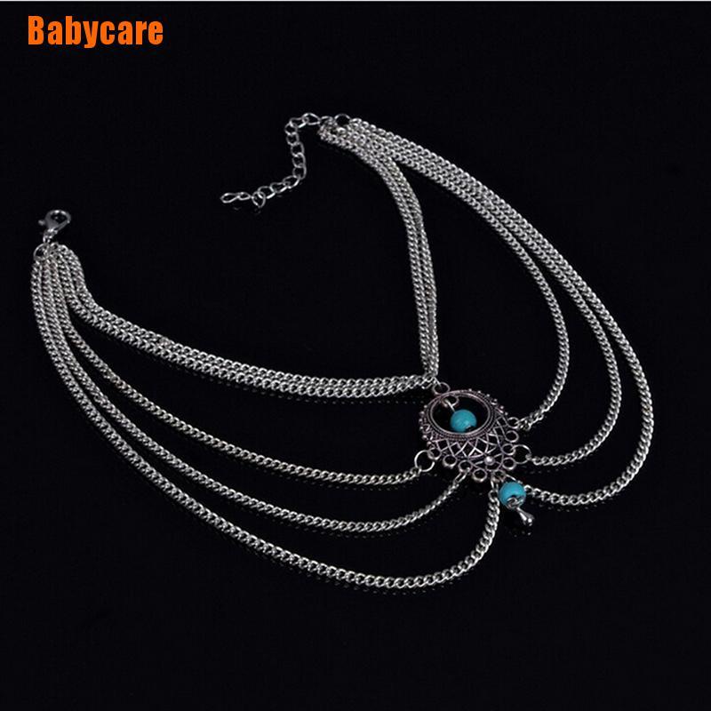 Lắc Chân Đính Đá Ngọc Lam Phong Cách Boho