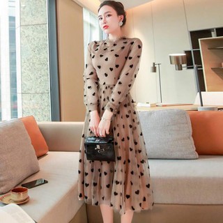 Đầm xòe bi tim cổ bèo cv320653
