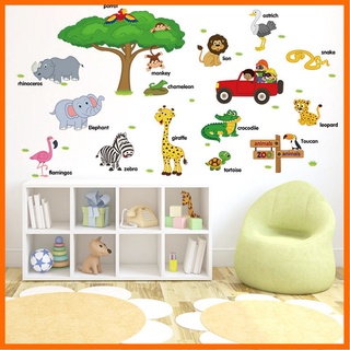 Decal Dán Tường Bé Đi Thăm Vườn Thú (mẫu tán cây to)