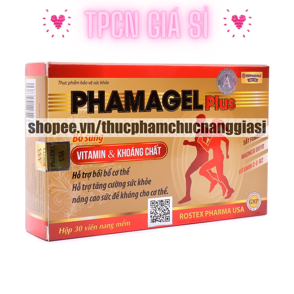 Vitamin tổng hợp PHAMAGEL PLUS bồi bổ cơ thể, tăng cường sức đề kháng - Hộp 30 viên