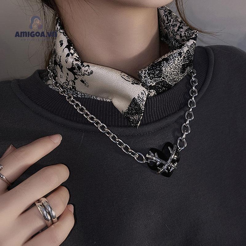 ✨✨Vòng cổ choker bằng bạc mặt hình trái tim thời trang cho nữ