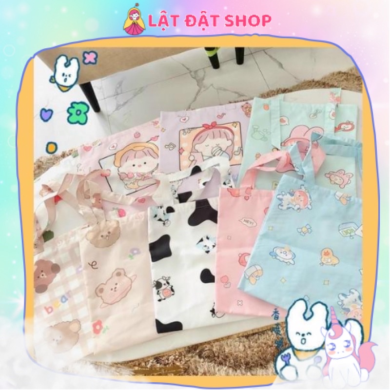 🌸 Túi tote vải hoạ tiết trái cây/ động vật dễ thương - Túi xách vải poly cotton 🌸