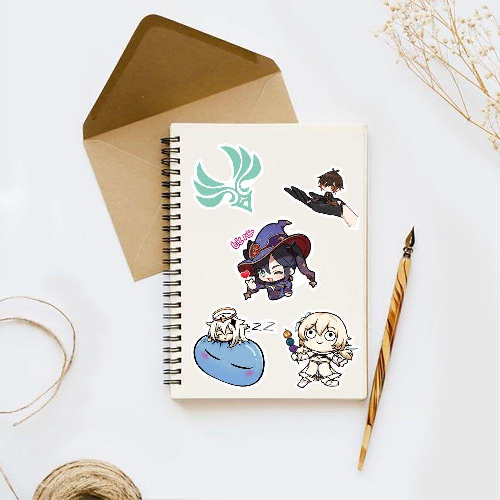 Lanfy Genshin Set 50 Miếng Dán Chống Thấm Nước Hình Hoạt Hình Anime Cho Laptop Xe Máy/Trường Học/Văn Phòng