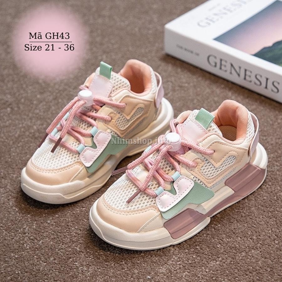Giày thể thao cho bé gái 1 - 12 tuổi khóa rút sành điệu thời trang và cá tính đi học đi chơi phong cách Hàn Quốc GH43