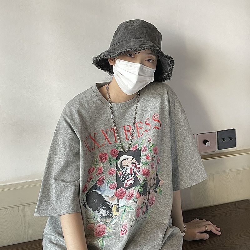 NRVP Áo Thun Mùa Hè Tay Cộc Oversize In Họa Tiết Phong Cách Hàn Quốc Cho Nam / Nữ