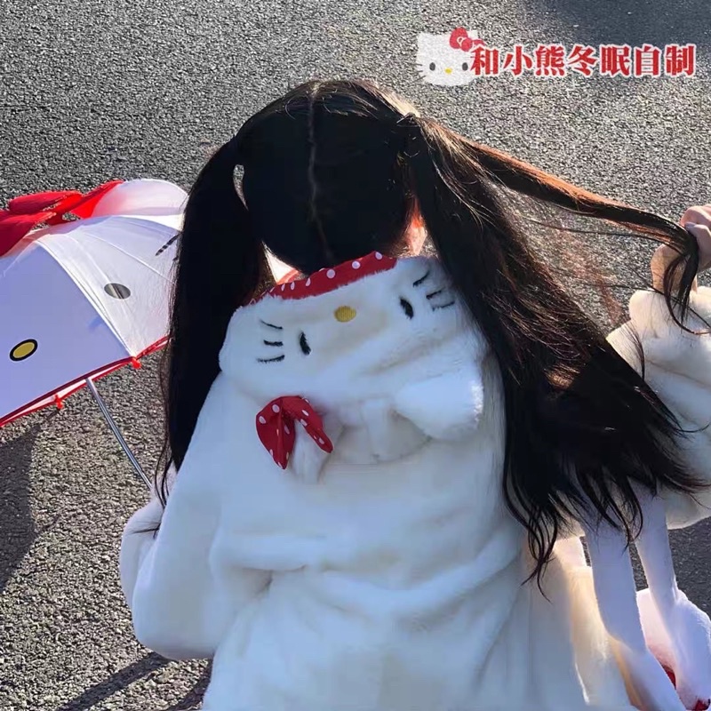 Áo khoác lông sưởi ấm mùa đông hello kitty