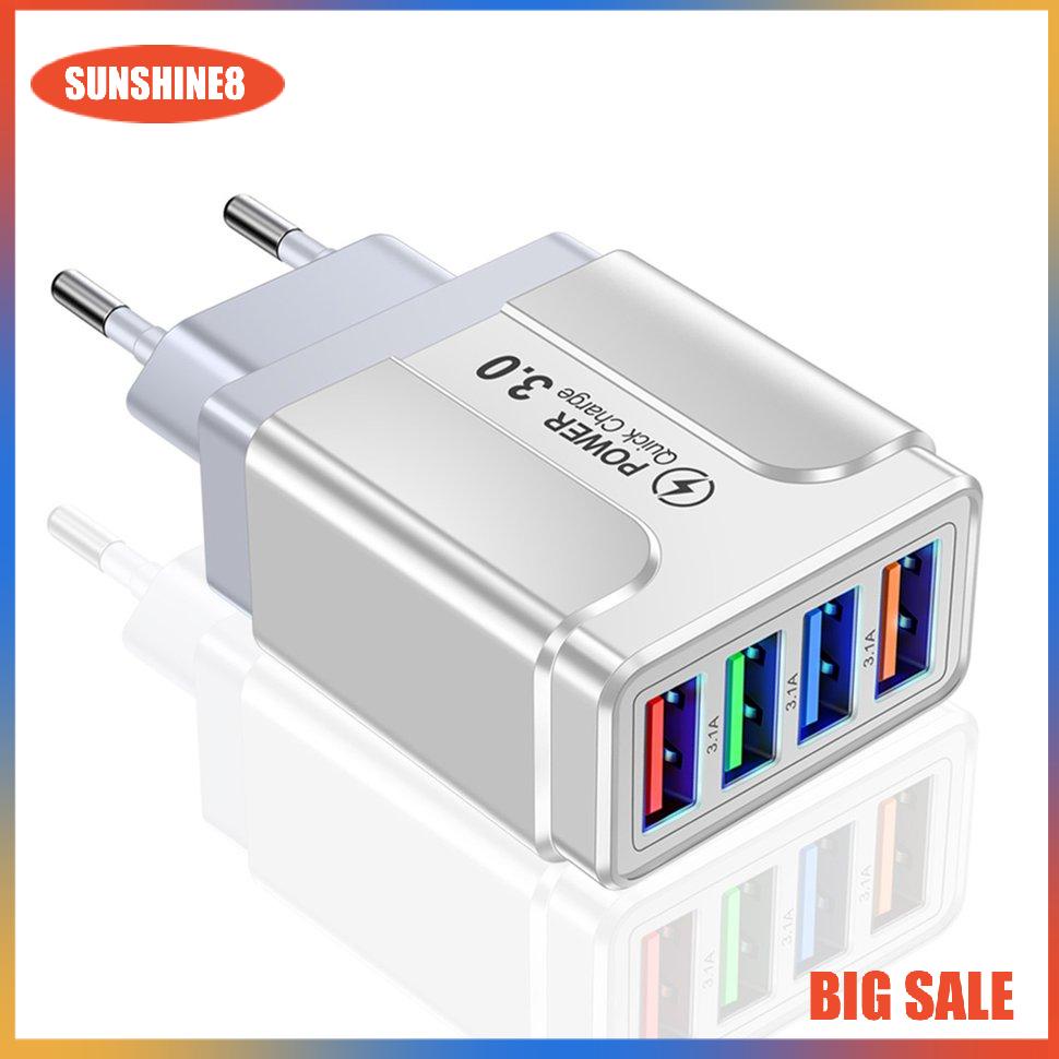 Đầu sạc USB 3.1A 4 cổng có đèn LED đa năng cho điện thoại